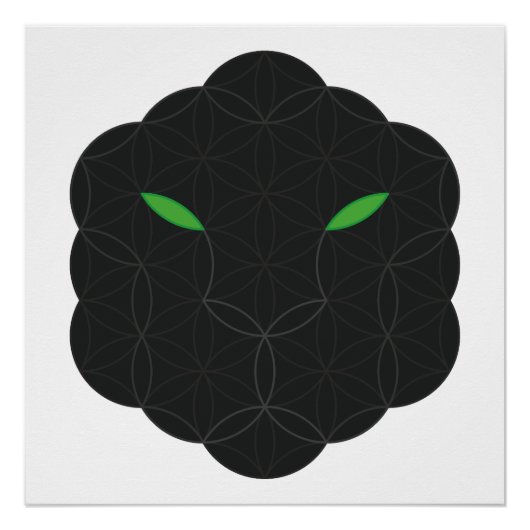 Heilige Jaguar - Gezicht van het leven, zwart. Perfect Poster (Voorkant)