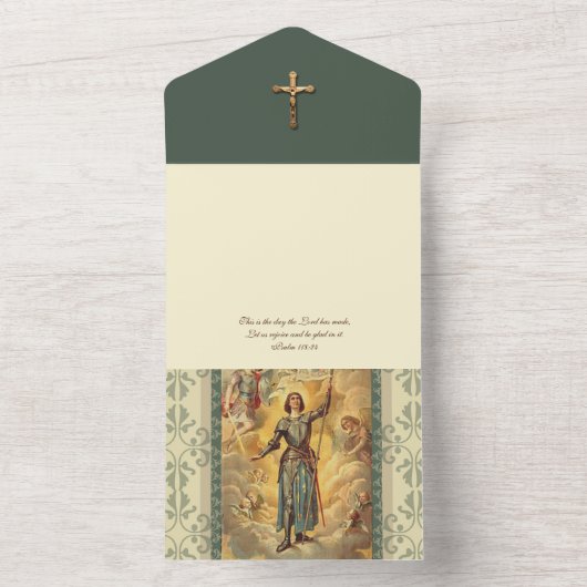 Heilige Jeanne d'Arc Religieuze Geschriften All In One Uitnodiging (Binnen)