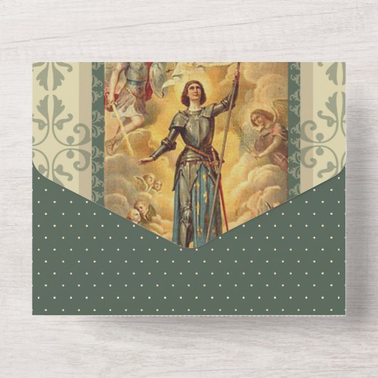 Heilige Jeanne d'Arc Religieuze Geschriften All In One Uitnodiging (Achterkant)