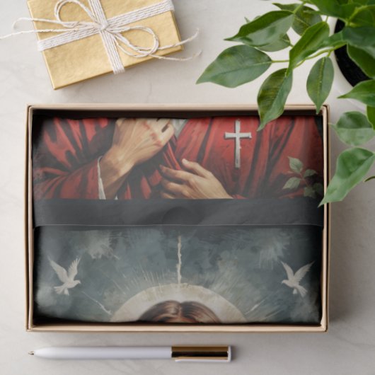 Heilige Jezus Christus met bloemen Tissuepapier (Geschenk)