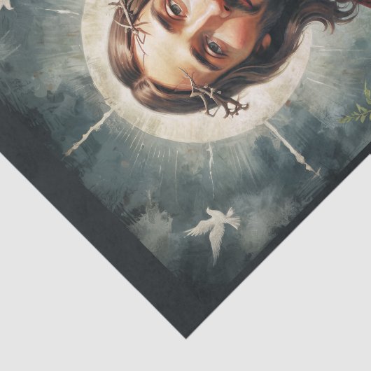 Heilige Jezus Christus met bloemen Tissuepapier (Detail)