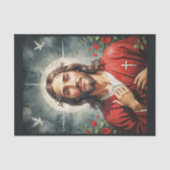 Heilige Jezus Christus met bloemen Tissuepapier (Voorkant)