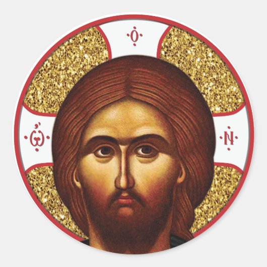 Heilige Jezus Christus orthodox icoon Ronde Sticker (Voorkant)