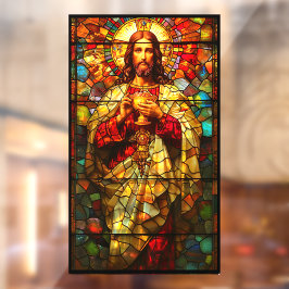 Heilige Jezus Eucharistie Vals Gebrandschilderd Gl Raamsticker