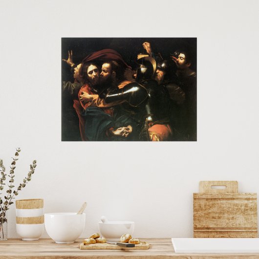  Heilige Jezus, Judas kus, schilderij Poster (Keuken)