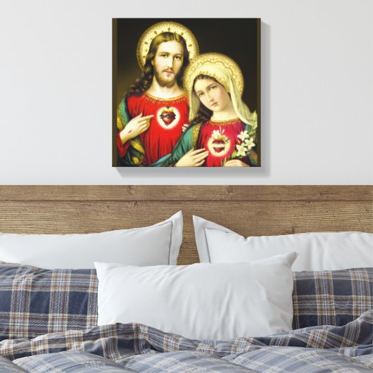 Heilige Jezus Onbevlekt Hart Maria Canvas Afdruk (Insitu (Slaapkamer))