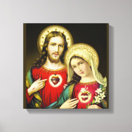 Heilige Jezus Onbevlekt Hart Maria Canvas Afdruk