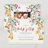 Heilige Jolly Familie Foto kerstcadeautjes Kaart (Voorkant / Achterkant)