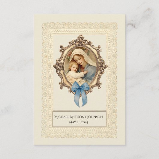 Heilige Kaart: katholieke Baby, baptismal gedenken Informatiekaartje (Voorkant)