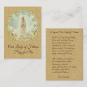 Heilige Kaart | Onze Fatima-dame | gouddamp Visitekaartje (Voorkant / Achterkant)