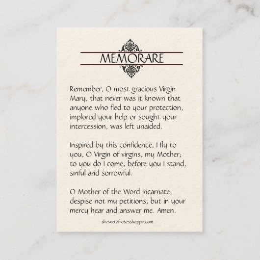 Heilige Kaart | Onze Lieve Vrouw/Moeder van Eeuwig Visitekaartje (Achterkant)