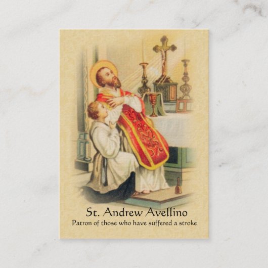Heilige Kaart | St. Andrew Avellino Patron for Str Visitekaartje (Voorkant)