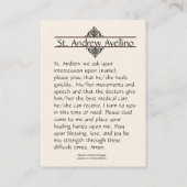 Heilige Kaart | St. Andrew Avellino Patron for Str Visitekaartje (Achterkant)