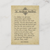 Heilige Kaart | St. Andrew Avellino Patron for Str Visitekaartje (Achterkant)