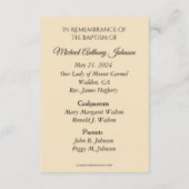 Heilige Kaart van de katholieke Baby Baptismal (Achterkant)