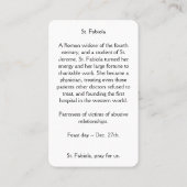 Heilige Kaart van St. Fabiola Visitekaartje (Achterkant)