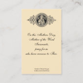 Heilige Kaart voor katholieke Moederdag Visitekaartje (Achterkant)