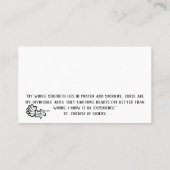 Heilige Kaarten van de heilige Theresia Visitekaartje (Achterkant)