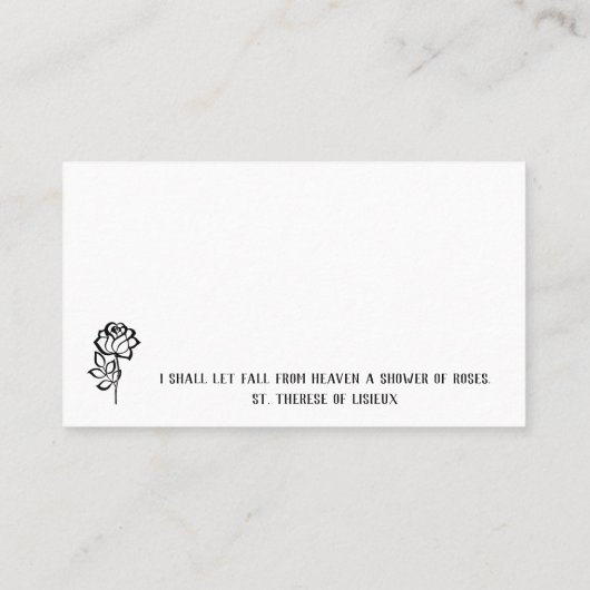 Heilige Kaarten van de heilige Theresia Visitekaartje (Achterkant)