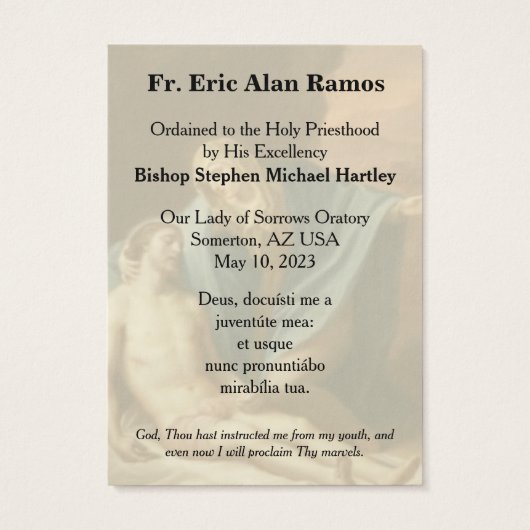 Heilige Kaarten voor Mgr. Eric Alan Ramos Visitekaartje (Achterkant)