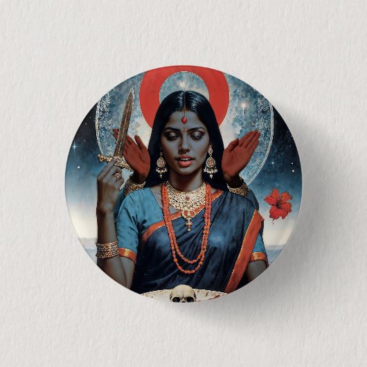 Heilige Kali Ronde Button 3,2 Cm (Voorkant)