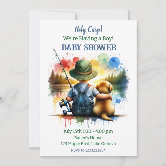 Heilige Karper! We hebben een Boy Baby shower Kaart (Voorkant)