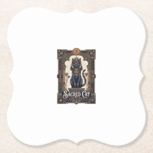 Heilige Kat Kat Oud Egypte Vintage Vector Kunst Sh Kartonnen Onderzetters