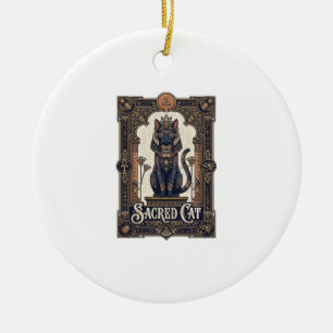 Heilige Kat Kat Oud Egypte Vintage Vector Kunst Sh Keramisch Ornament