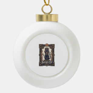 Heilige Kat Kat Oud Egypte Vintage Vector Kunst Sh Keramische Bal Ornament