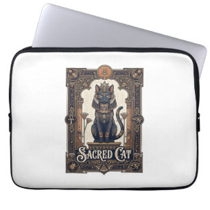 Heilige Kat Kat Oud Egypte Vintage Vector Kunst Sh Laptop Sleeve