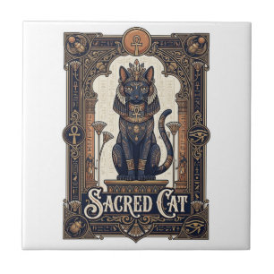 Heilige Kat Kat Oud Egypte Vintage Vector Kunst Sh Tegeltje