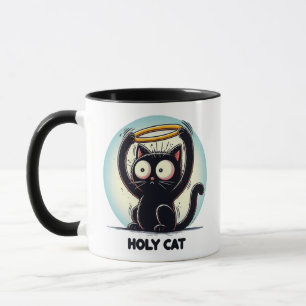 Heilige Kat - Zwarte Kat die Halo boven het hoofd Mok