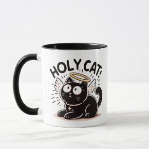 Heilige Kat - Zwarte Kat met Vleugels Grappige Mok