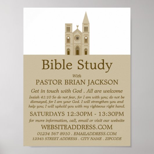 Heilige Kerk, Christelijke bijbelklas advertentie Poster (Voorkant)