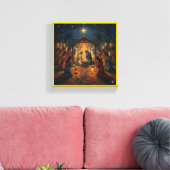 Heilige Kerststal – Levendige Kerst Canvas Afdruk (Insitu (Woonkamer))