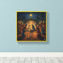 Heilige Kerststal – Levendige Kerst Canvas Afdruk