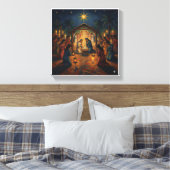 Heilige Kerststal - Levendige Kerst Canvas Afdruk (Insitu (Slaapkamer))