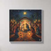 Heilige Kerststal - Levendige Kerst Canvas Afdruk (Voorkant)