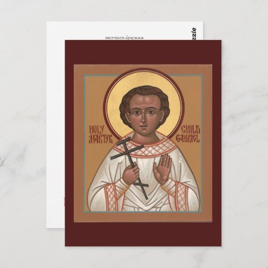 Heilige Kind Martyr Gabriel Prayer Card Briefkaart (Voorkant / Achterkant)