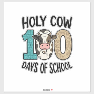 Heilige Koe 100 Dagen School Vintage Koe Shirt Des Sticker