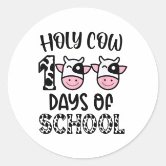 Heilige Koe 100 dagen van de Kinder Schoolleraars Ronde Sticker