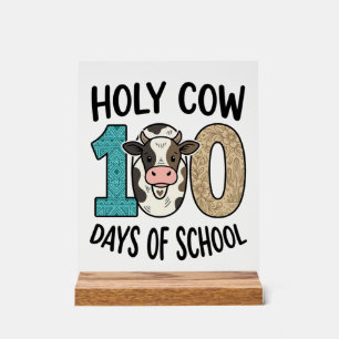 Heilige Koe 100 Dagen van School Vintage Koe Shirt Acryl Bord