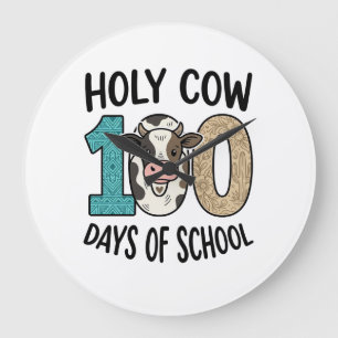 Heilige Koe 100 Dagen van School Vintage Koe Shirt Grote Klok