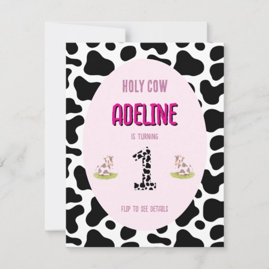 Heilige koe 1e feestuitnodiging kaart (Voorkant)