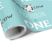 Heilige Koe 1e Verjaardag Boerderij Dierenfeest Cadeaupapier (Rol Hoek)