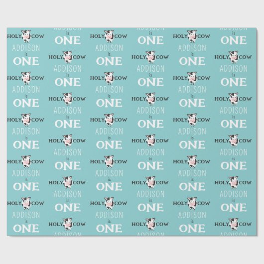 Heilige Koe 1e Verjaardag Boerderij Dierenfeest Cadeaupapier (Vlak)