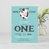 Heilige Koe 1e Verjaardag Boerderij Dierenfeest Kaart (Staand voorkant)
