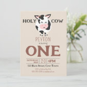 Heilige Koe 1e Verjaardag Boerderij Dierenfeest Kaart (Staand voorkant)