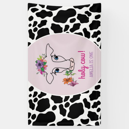 Heilige Koe 1e verjaardag Spandoek (Verticaal)