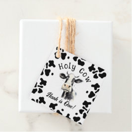 Heilige Koe 1e Verjaardag Waterverf Bedankjes Labels